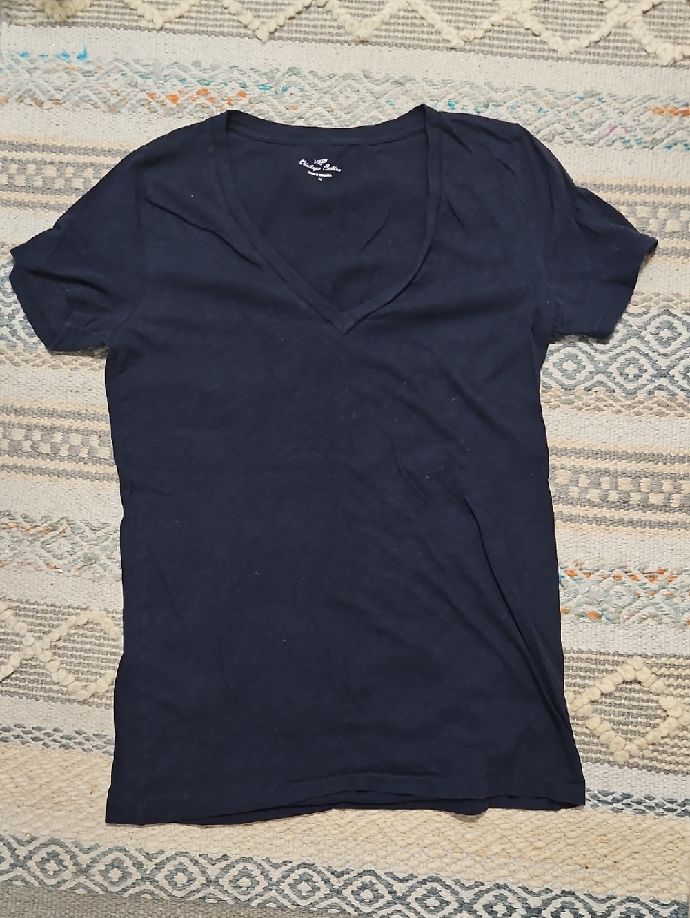 J. Crew Navy V-Neck Short Sleeve Tee